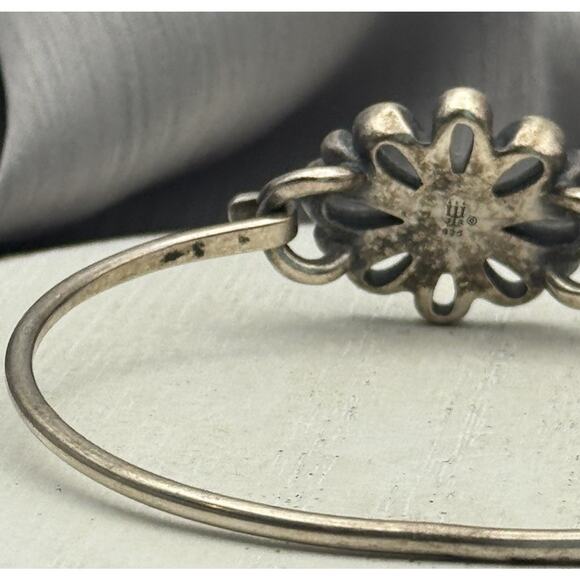 Retired James Avery 925 Flower W/ Turquoise Bangle Bracelet 12.89G / 6 In - Picture 7 of 9